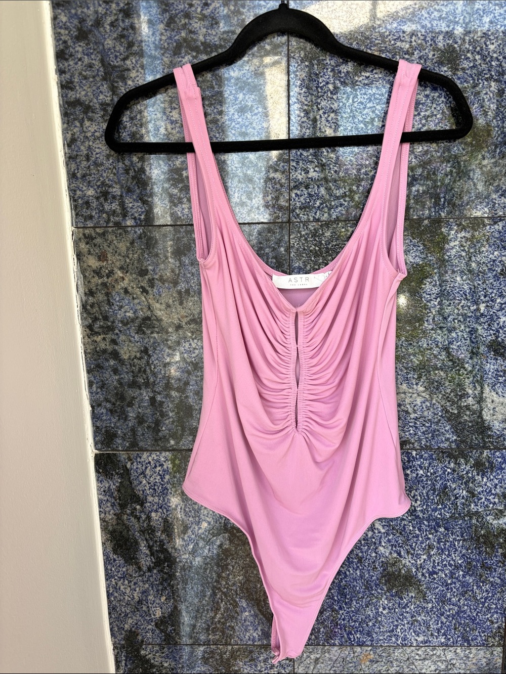 Astr the Label pink Gathered Front Scoop Bodysuit